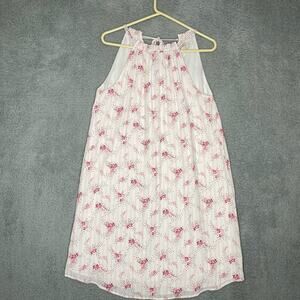 Loft womens floral polka dot trapeze dress tie back coquette fairy girly M